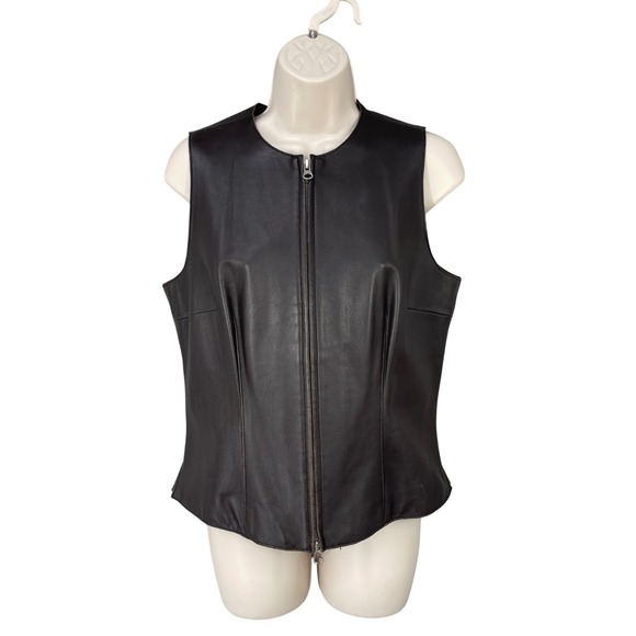 Worth Jackets & Blazers - WORTH Women Genuine Leather Vest Moto Distressed Worn Luxury Soft Zip Sz 8 Brown